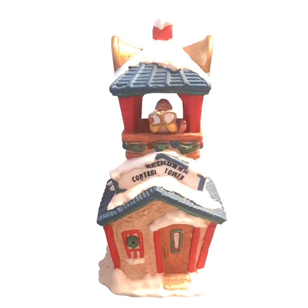 Reindeer Control Tower Christmas Village Ceramic Mercuries Mold 1993 USA